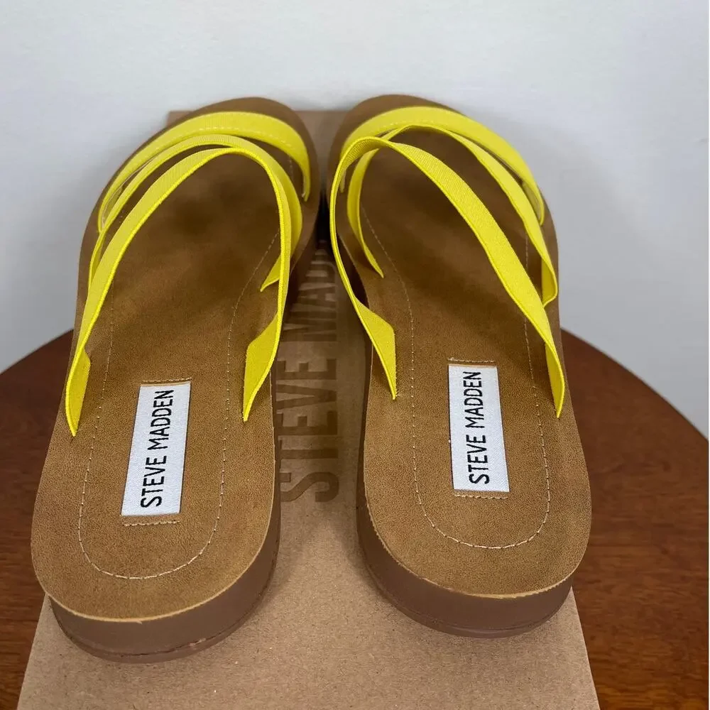 New Steve Madden Pascale Yellow Slide Sandal Women's Size 8